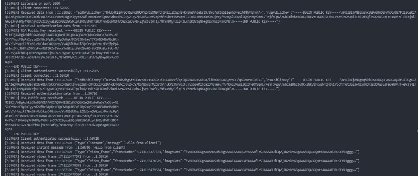 Encrypted communication server logs — RSA + ECDH key exchange